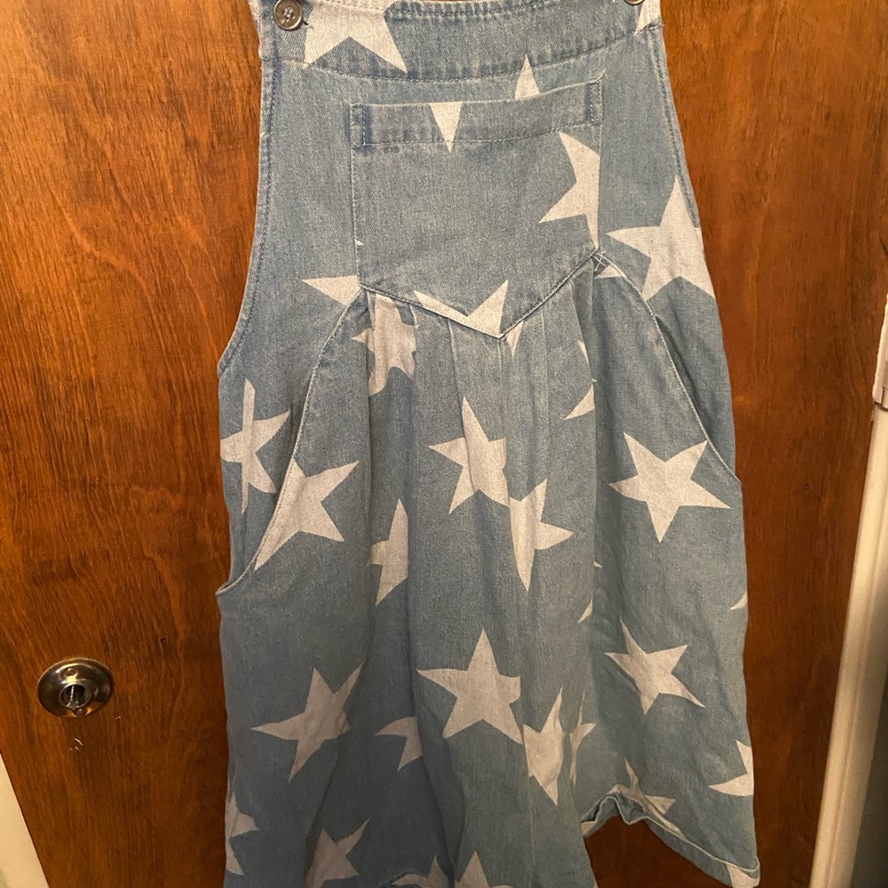 BiBi Blue Denim Star Overall shorts